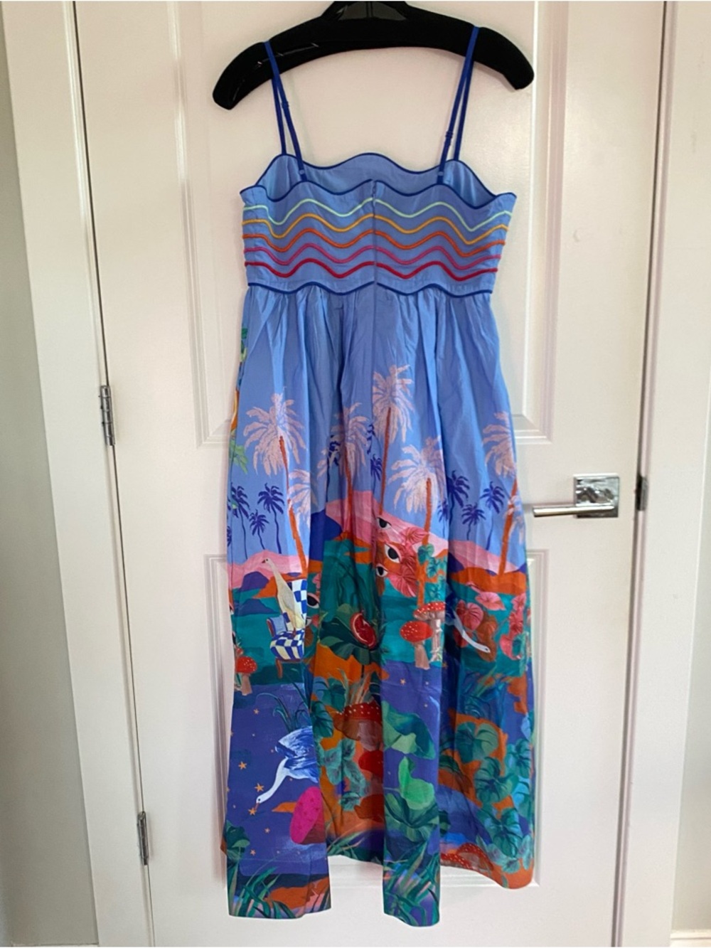 Farm Rio Multicolor Dream Landscape Organic Cotton Sleeveless Maxi Dress S NWT - Picture 8 of 9